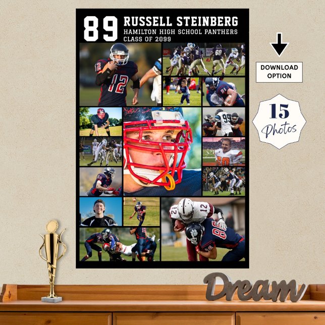 High School Sports Senior 15 Photo Collage Grad Poster (Creator Uploaded)