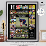 High School Sports Senior 19 Photo Collage Poster<br><div class="desc">Recognise and celebrate your high school sports senior on Seniors Night, season-end sports assembly or display at his or her graduation party a photo memories poster print utilising this easy-to-upload photo collage template with 19 rectangle pictures in your choice of colours. The design features a list of TOP 5 memories...</div>