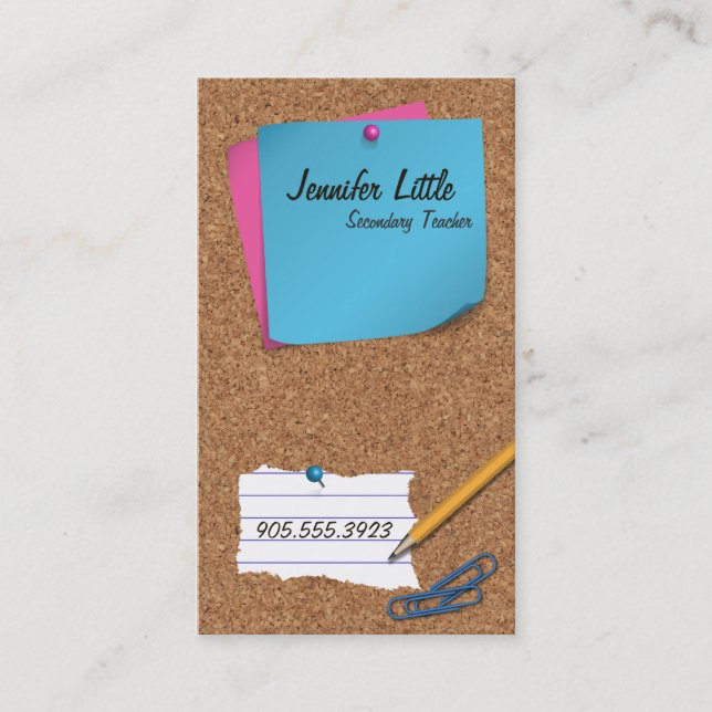 High School Teacher Business Card - Post It Note (Front)