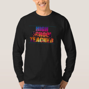 High School Teacher Job Title Profession Sunset Re T-Shirt