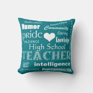 High School Teacher Pride-White Heart+Customisable Cushion