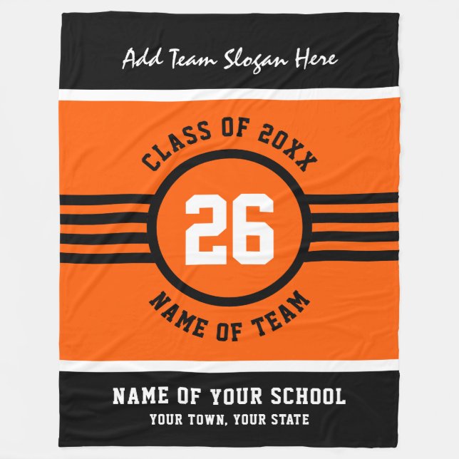High School Team Victory Blanket Orange Black (Front)