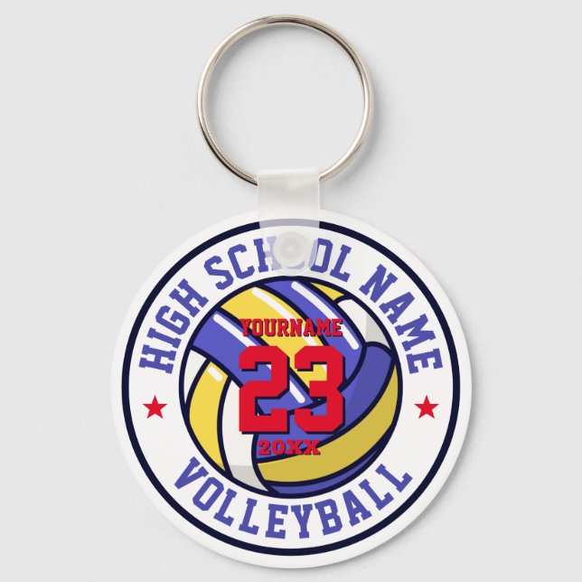 High School Volleyball Team Custom Colour Sports Key Ring (Front)