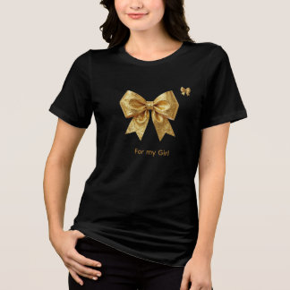 High-Shine Glitter Celebration Bow - Glamour Holid Tri-Blend Shirt