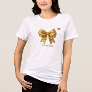 High-Shine Glitter Celebration Bow - Glamour Holid Tri-Blend Shirt