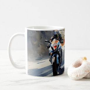 High-Speed Adventure in Vibrant Mountain Landscape Coffee Mug