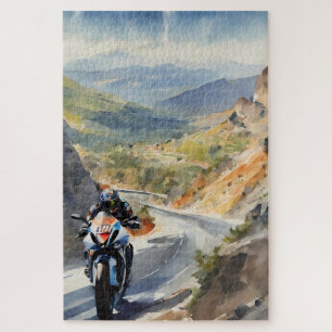 High-Speed Adventure in Vibrant Mountain Landscape Jigsaw Puzzle