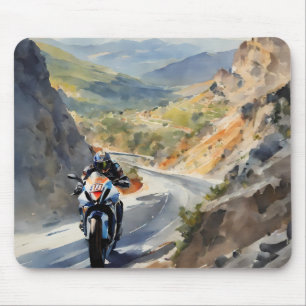 High-Speed Adventure in Vibrant Mountain Landscape Mouse Mat