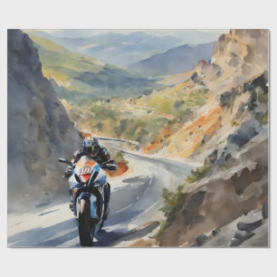 High-Speed Adventure in Vibrant Mountain Landscape Wrapping Paper