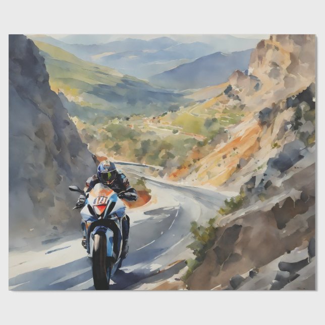 High-Speed Adventure in Vibrant Mountain Landscape Wrapping Paper (Flat)