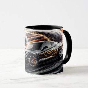 High Speed Black Sports Car Drifting Mug