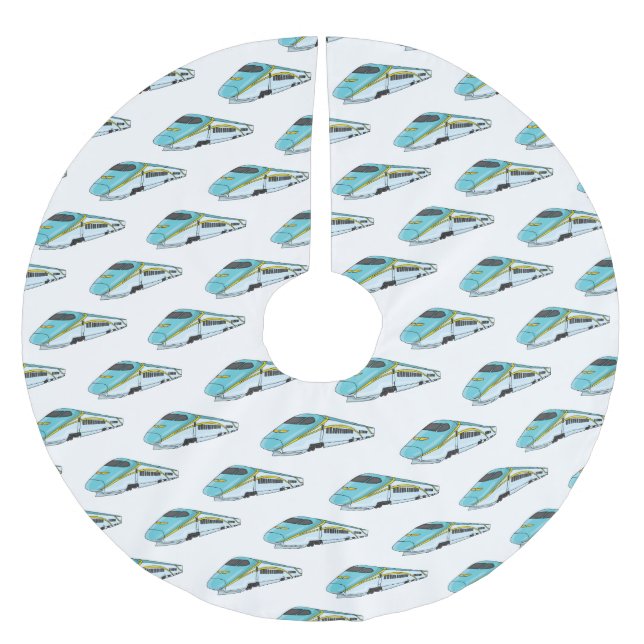 High speed bullet train cartoon illustration brushed polyester tree skirt (Front)