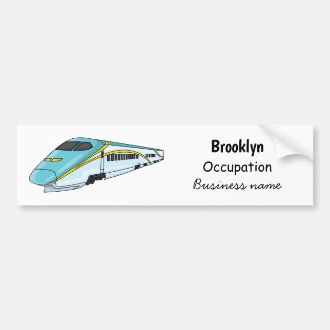 High speed bullet train cartoon illustration bumper sticker (Front)