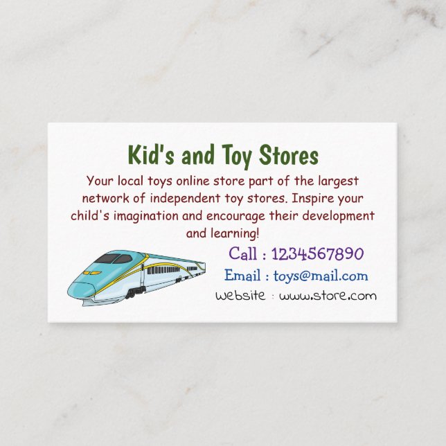 High speed bullet train cartoon illustration business card (Front)