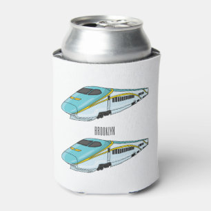 High speed bullet train cartoon illustration can cooler