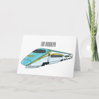 High speed bullet train cartoon illustration card