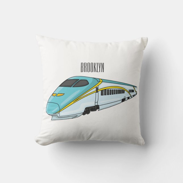 High speed bullet train cartoon illustration cushion (Front)