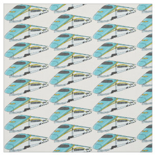 High speed bullet train cartoon illustration fabric