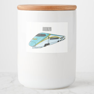 High speed bullet train cartoon illustration food label