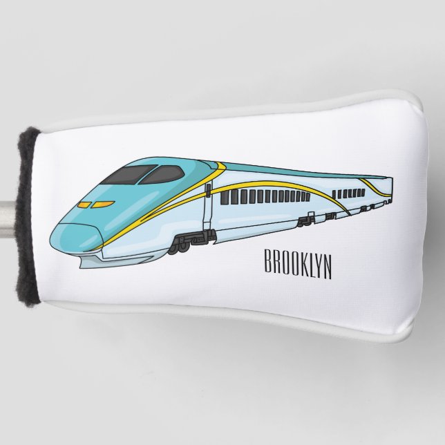 High speed bullet train cartoon illustration golf head cover (Front)