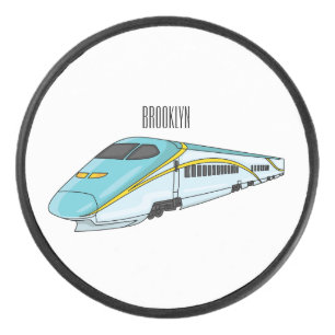 High speed bullet train cartoon illustration hockey puck