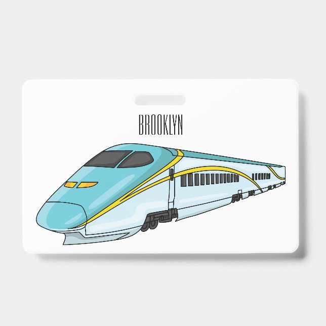 High speed bullet train cartoon illustration ID badge (Front)