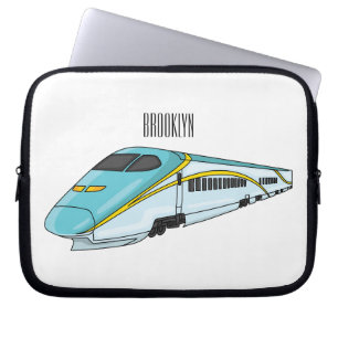 High speed bullet train cartoon illustration laptop sleeve