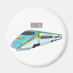 High speed bullet train cartoon illustration magnet