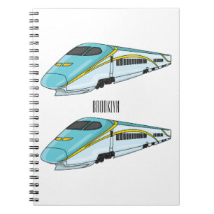 High speed bullet train cartoon illustration notebook