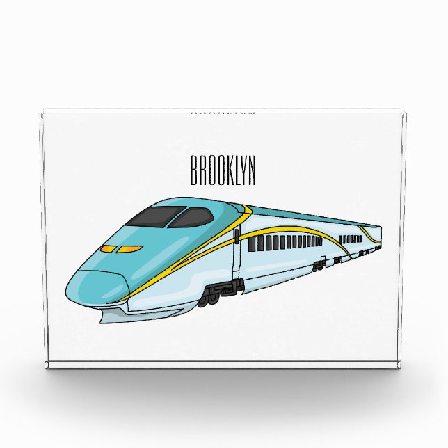 High speed bullet train cartoon illustration photo block (Front)