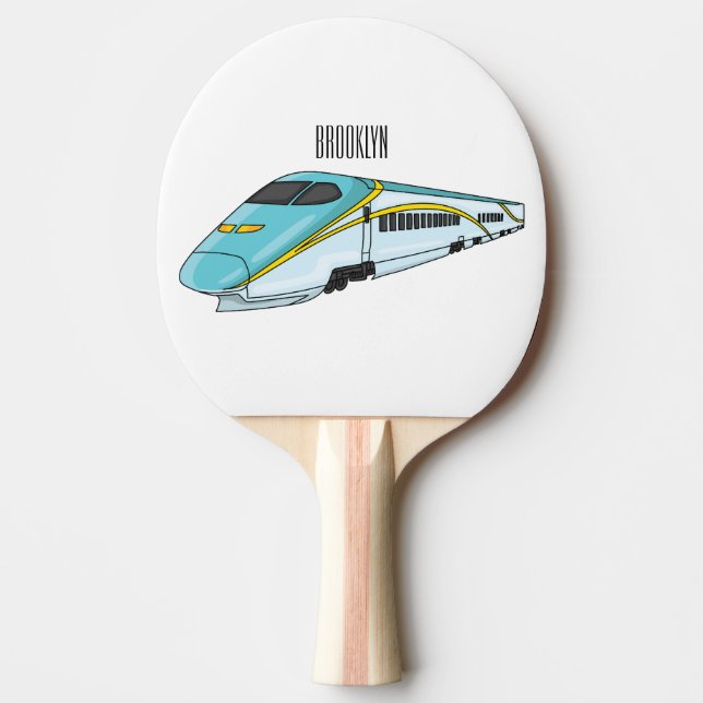 High speed bullet train cartoon illustration ping pong paddle (Front)