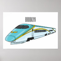 High speed bullet train cartoon illustration