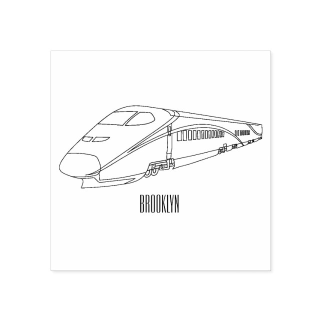 High speed bullet train cartoon illustration rubber stamp (Imprint)