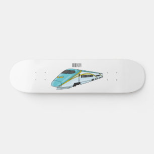 High speed bullet train cartoon illustration skateboard