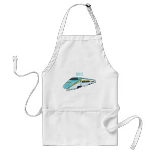 High speed bullet train cartoon illustration standard apron