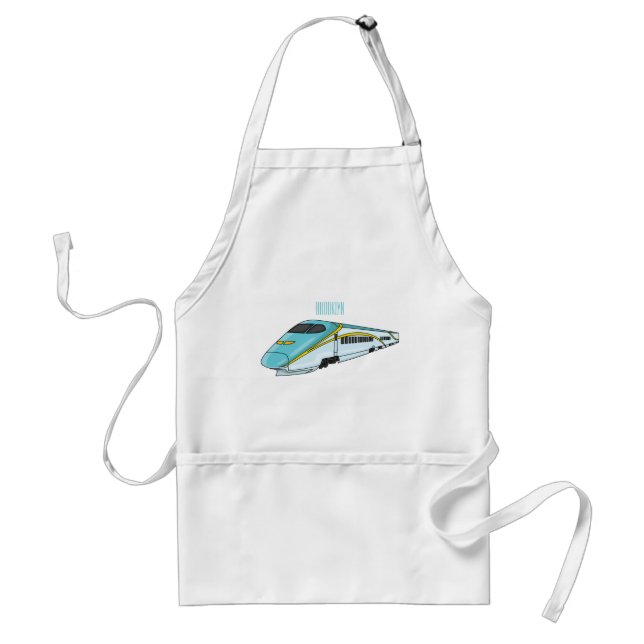 High speed bullet train cartoon illustration standard apron (Front)