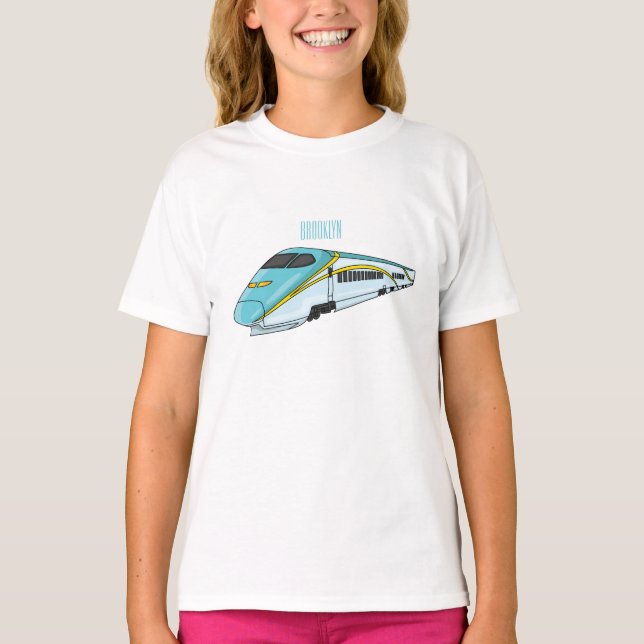 High speed bullet train cartoon illustration T-Shirt (Front)