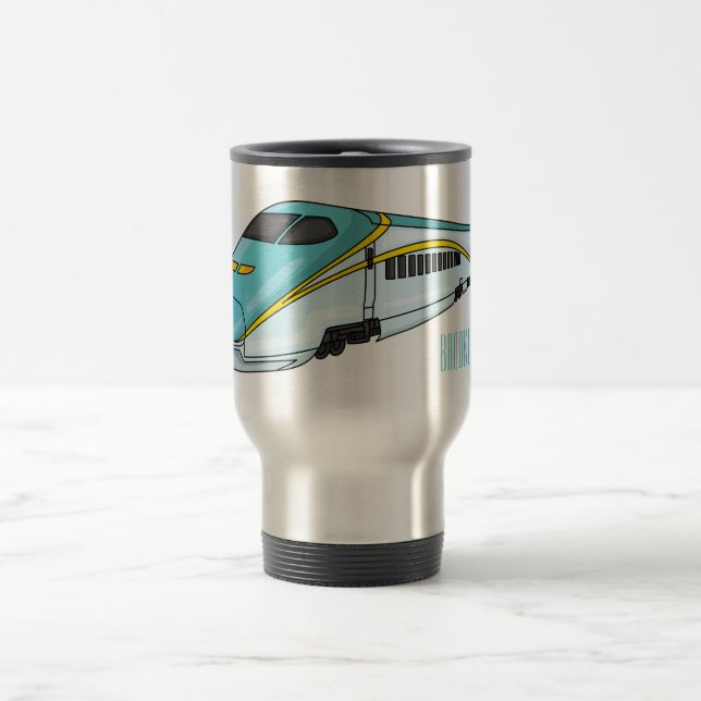 High speed bullet train cartoon illustration  travel mug (Center)