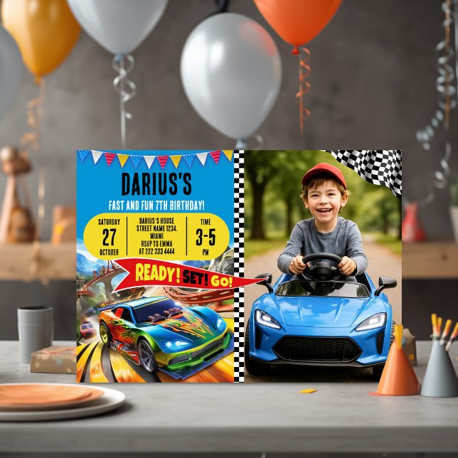 High-Speed Car Theme for Boys Party with Photo Invitation (Creator Uploaded)