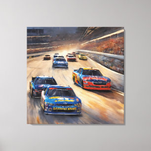 High-Speed Colorful Twilight Racing Scene Canvas Print