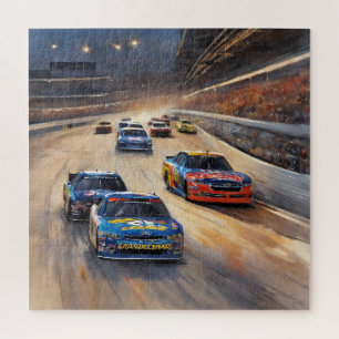 High-Speed Colorful Twilight Racing Scene Jigsaw Puzzle