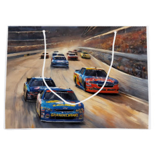 High-Speed Colorful Twilight Racing Scene Large Gift Bag