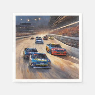High-Speed Colorful Twilight Racing Scene Napkin