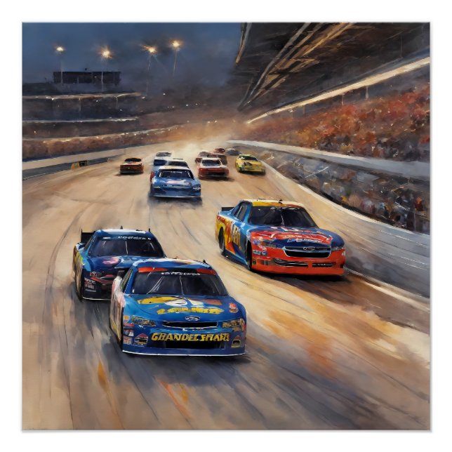 High-Speed Colorful Twilight Racing Scene Poster (Front)