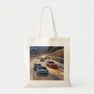 High-Speed Colorful Twilight Racing Scene Tote Bag
