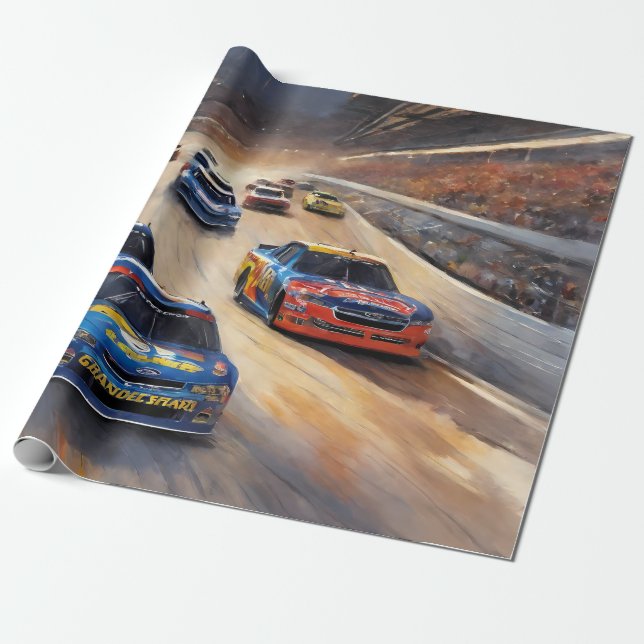 High-Speed Colorful Twilight Racing Scene Wrapping Paper (Unrolled)