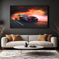 High-Speed Drift Car Digital Neon Sunset