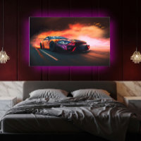 High-Speed Drift Car Digital Neon Sunset