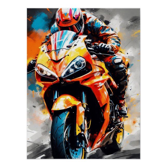 High-Speed Motorcycle Rider - Bold, Dynamic, Vibra Poster (Front)