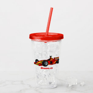 High speed racing cars cartoon illustration acrylic tumbler